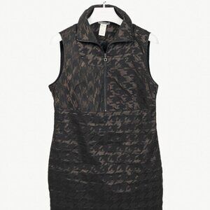 Sarah Pacini Black Metallic-Houndstooth High-Neck Mini Dress